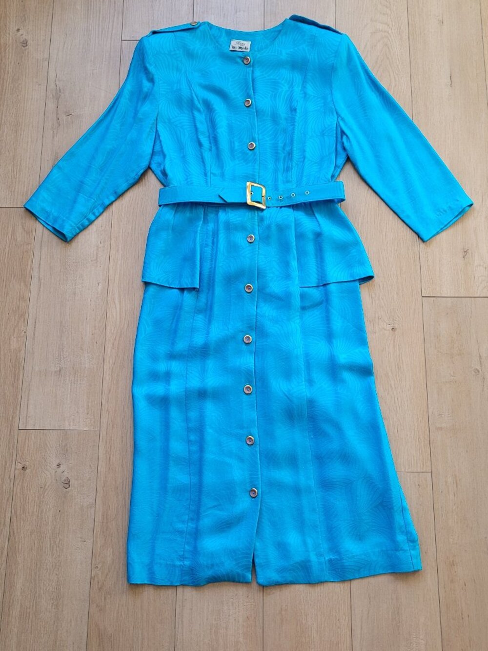 Petites by Nu-Mode Blue Peplum Dress